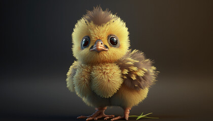 Baby chicken cartoon character.Generative AI.