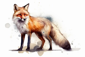 Obraz premium Cute Fox Watercolor. Generative AI 