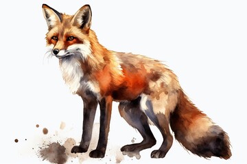 Cute Fox Watercolor. Generative AI	
