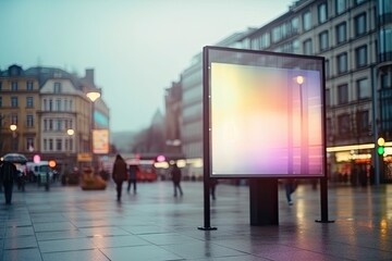 Wet City Billboard on a Rainy Day. Generative AI