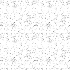 A set of seamless patterns of pears, leaves, fruits and flowers, 1000x1000 pixels. Vector graphics