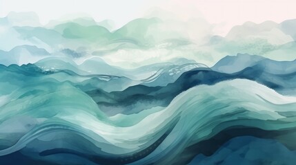 Illustrator background wave, watercolor blue pastel color, Generate AI