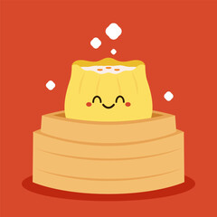 Siu Mai (Shumai) – Chinese steamed dumplings. Siu Mai is Chinese food. cartoon vector.