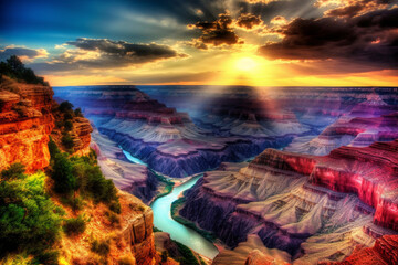 Canyon at sunrise, hyper realistic photography, style of unsplash and National Geographic