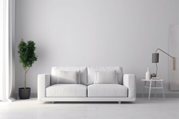 Fototapeta premium interior background empty modern concrete pillow trendy space luxury white scandinavian simple white. Generative AI.