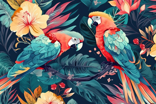 Bringing the tropics to life with a vibrant assembly of parrots and flowers, this theme bursts with the energetic colors of exotic locales, infusing any space with a sense of lively vibrancy