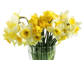 yellow flowers of deffodils spring plant close up