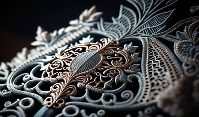  a close up of a decorative design on a black background.  generative ai