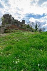 Szigliget castle stronghold next to lake Balaton with beautiful view of the basin of Tapolca