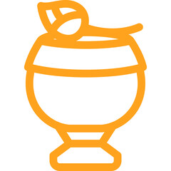 monk bowl with lotus flower line icon