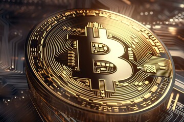 Fototapeta na wymiar Bitcoin blockchain crypto currency digital money. AI generated