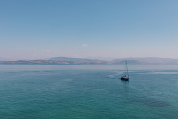 Boat near Old Venetian Fortress, Corfu, Greece