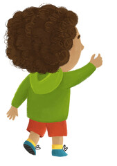 cartoon child kid boy pupil going to school learning childhood illustration for children