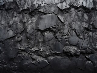 black concrete wall , grunge stone texture , dark gray rock surface background panoramic wide banner, generative ai	