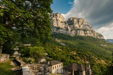 Inside traditional mountain greek village Papingo Mikro near Vikos Gorge, Greece