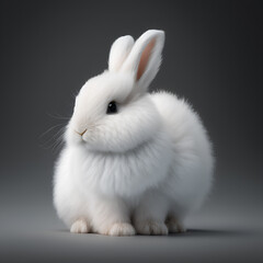 Obraz premium Cute White Bunny - Generative AI