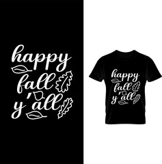 Vector happy fall y'all t-shirt design template
