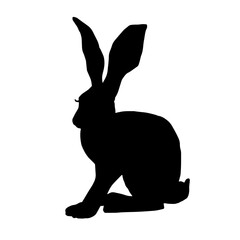 Silhouettes of wild forest animals hares, rabbits.Vector graphics.	