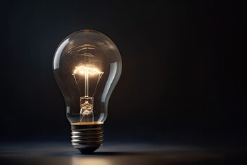 glowing light bulb on a dark background. Generative AI
