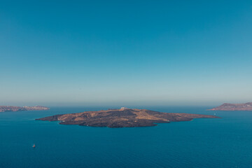Flooded with the sea caldera of Santorini volcano, Greece