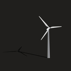 Wind power Icon on black background.