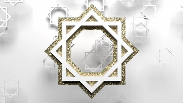 3d render traditional gold symbol ramadan holiday on the white background. Ramadan Kareem Islamic holy month