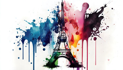 Eiffel Tower in watercolor style by Generative AI