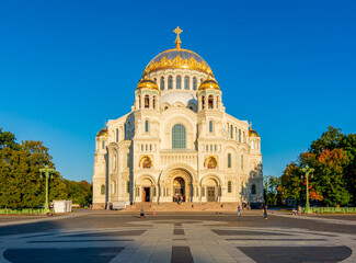 Fototapeta na wymiar Naval Cathedral of Saint Nicholas in Kronstadt, Saint Petersburg, Russia