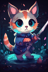 The cat warrior, generative AI