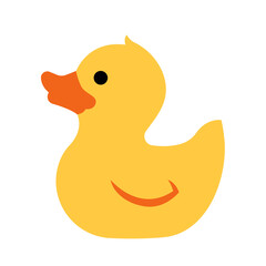 Yellow rubber duck icon isolated. Flat cartoon cute bird. 