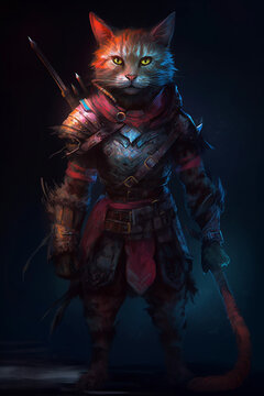 The Cat Warrior Epic Pose, Generative AI