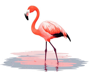Flamingo bird isolated on a white background. Vector illustration.