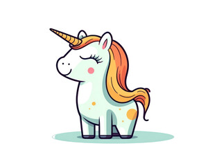 Cute cartoon unicorn isolated on a white background. Vector illustration.