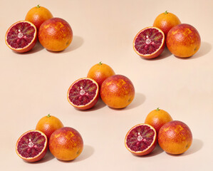 Red orange on a beige background