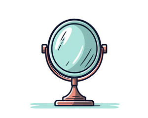 Vector illustration of a round mirror on a white background