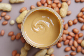 peanut butter on a colored background