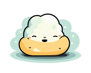 Cute cartoon cloud icon. Vector illustration isolated on white background.
