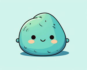 Cute cartoon kawaii pillow character isolated on blue background. Vector illustration.
