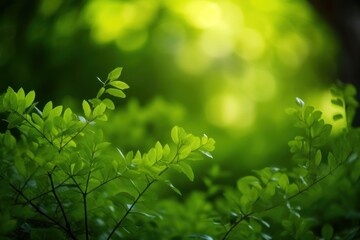 Fototapeta na wymiar green leaves in sunlight generative ai