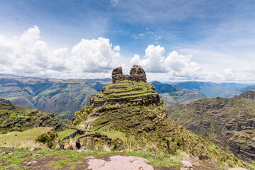 Waqrapuka Cusco Peru panoramic view - obrazy, fototapety, plakaty