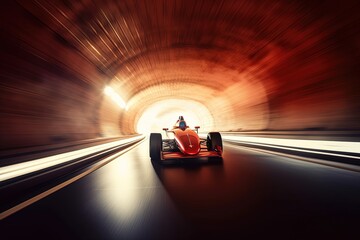 Racing car on the road with motion blur backgroundng. Generative AI