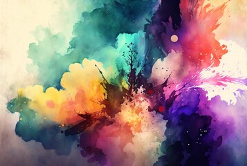 Obraz na płótnie Canvas Abstract colorful watercolor background Generative AI