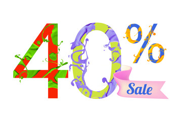 40 (forty) percents sale. Paint digits