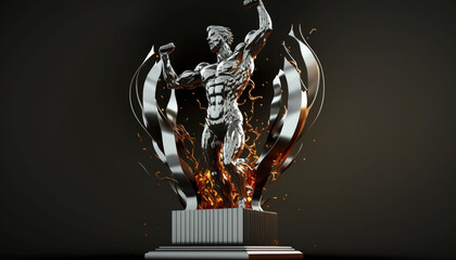 Celebration trophy victory Silver podium .Generative AI.