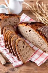 Delicious mixed rye bread, also called gray bread. Unleavened bread