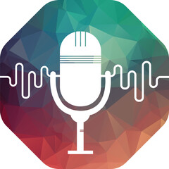 podcast sound wave logo template vector. podcast pulse logo heart rhythm medical 