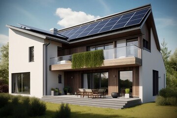 Intelligent Home Design with Solar Panels and Modern Style, AI Generated