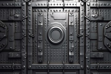metal door with industrial rivets and bolts. Generative AI