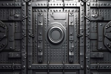 Obraz premium metal door with industrial rivets and bolts. Generative AI