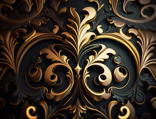 Abstract baroque style ornaments background design. Detailed ornaments with realistic shading.